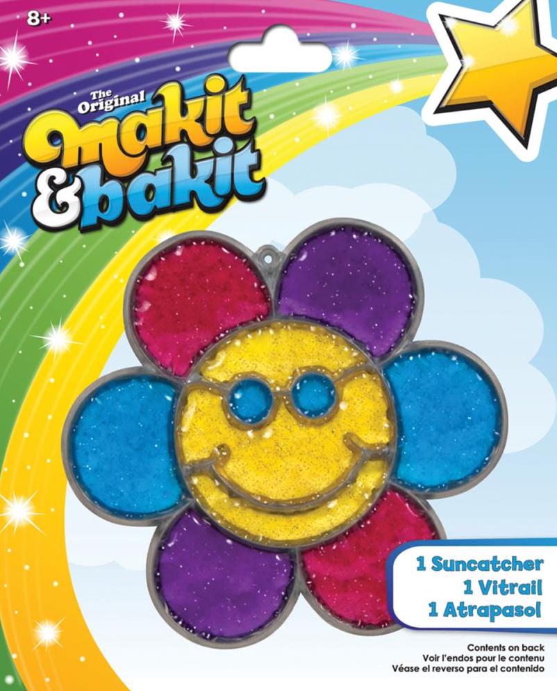 DIY Makit & Bakit Smiley Face Flower Stained Glass Suncatcher Kit Kids Craft
