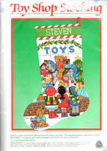 Load image into Gallery viewer, DIY Dimensions Toy Shop Store Window Christmas Eve Needlepoint Stocking Kit 9059