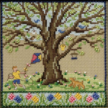 Load image into Gallery viewer, DIY Mill Hill Spring Oak Mighty Oak Quartet Tree Bead Cross Stitch Picture Kit