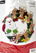 Load image into Gallery viewer, DIY Bucilla Santa and Reindeer Holiday Christmas Felt Wreath Craft Kit 86916