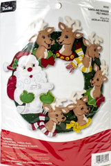 DIY Bucilla Santa and Reindeer Holiday Christmas Felt Wreath Craft Kit 86916