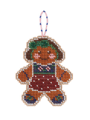 DIY Mill Hill Gingerbread Lass Christmas Glass Bead Cross Stitch Ornament Kit
