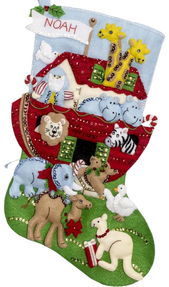 DIY Bucilla Noahs Ark Animals Religious Christmas Felt Stocking Kit 86976E