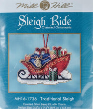 Load image into Gallery viewer, DIY Mill Hill Traditional Sleigh Christmas Glass Bead Cross Stitch Ornament Kit
