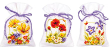 Load image into Gallery viewer, DIY Vervaco Summer Flowers Spring Potpourri Gift Bag Counted Cross Stitch Kit