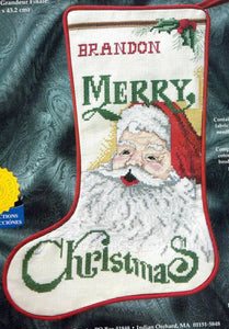 DIY Traditional Santa Merry Christmas Counted Cross Stitch Stocking Kit 78-6