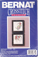 DIY Bernat Hearts Nancy & Gloria Flowers Counted Cross Stitch Kit