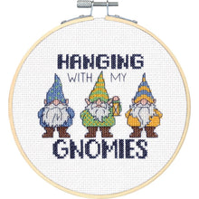 Load image into Gallery viewer, DIY Dimensions Hanging with my Gnomies Gnomes Counted Cross Stitch Kit 76290