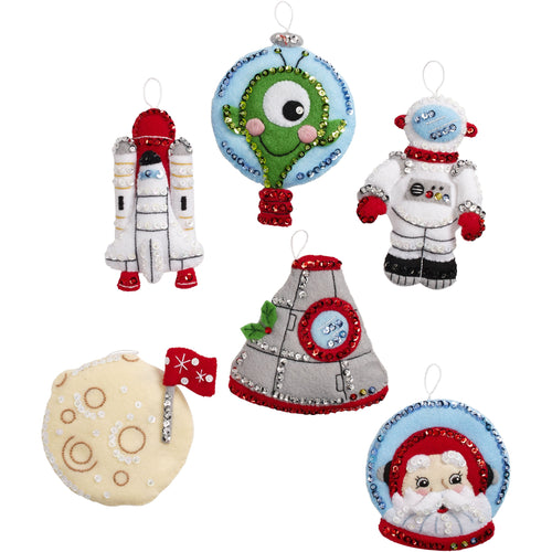 DIY Bucilla Christmas to the Moon Space Santa Felt Tree Ornament Kit 89503E