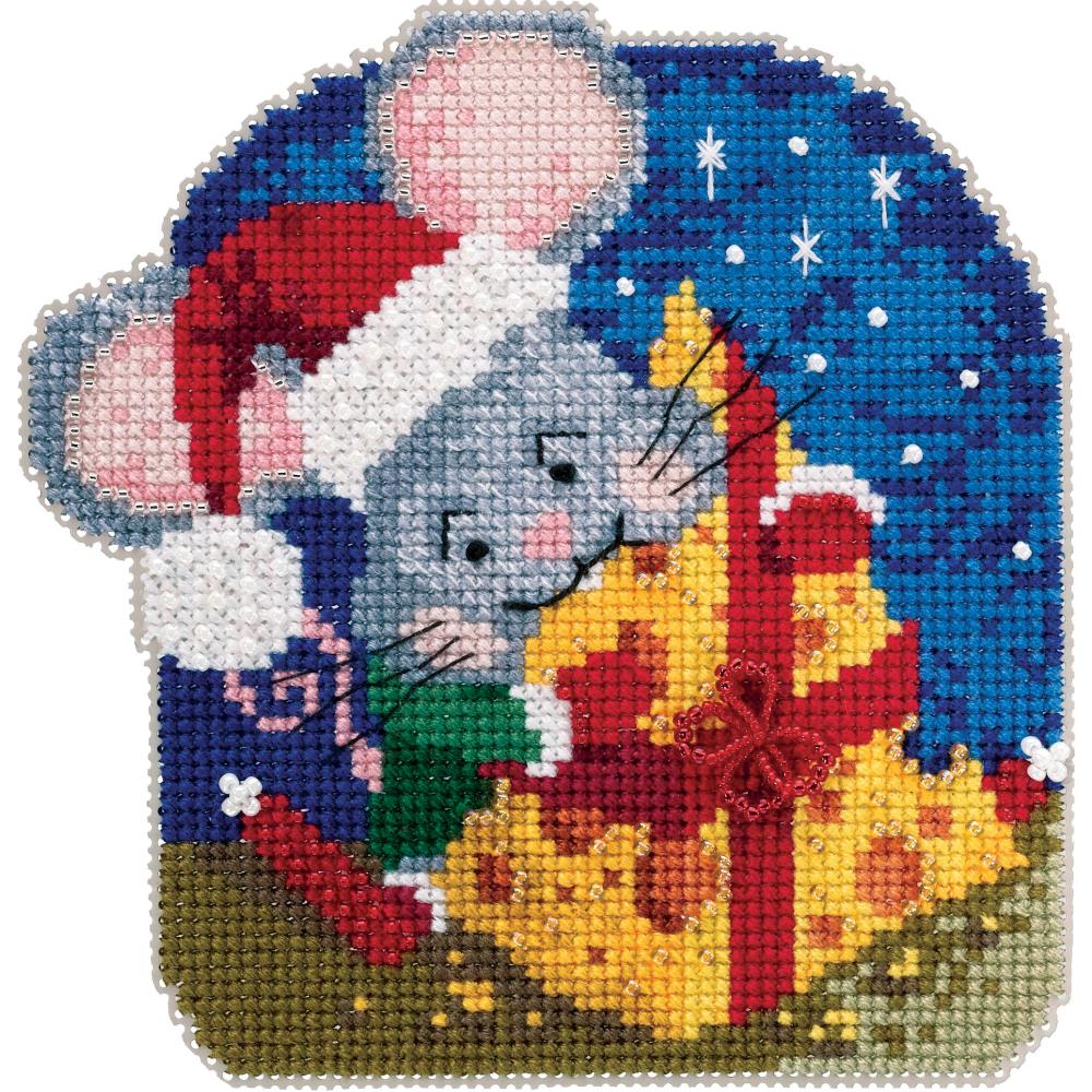 DIY Mill Hill Mac Cheese Mouse Christmas Holiday Bead Cross Stitch Picture Kit