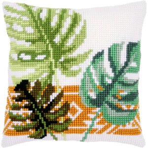 DIY Vervaco Botanical Fern Spring Cross Stitch Needlepoint 16" Pillow Top Kit