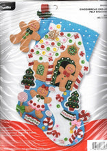Load image into Gallery viewer, DIY Dmg Pkg Bucilla Gingerbread Dreams Cookies Christmas Felt Stocking Kit 86898