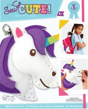 DIY Sew Cute Unicorn Kids Beginner Starter Felt Backpack Clip Kit School Craft