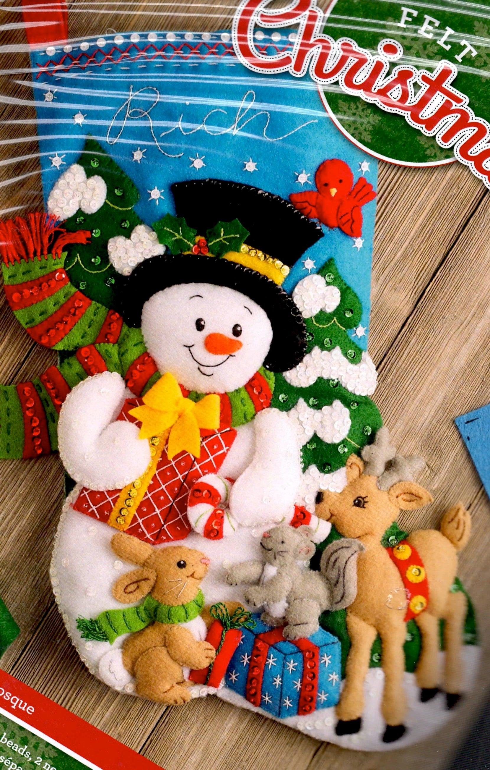 DIY Bucilla Forest Friends Snowman Animals Christmas Felt Stocking Kit 86657