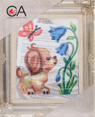 DIY Collection D'Art Puppy & Butterfly Needlepoint Hanging Picture Kit 5