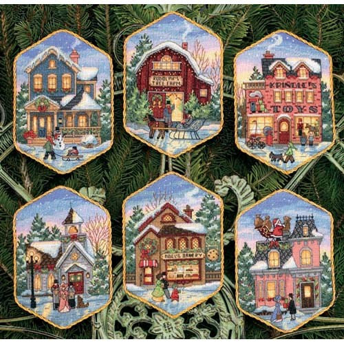 DIY Dimensions Christmas Village Counted Cross Stitch Ornament Kit 8785
