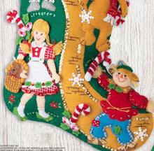 Load image into Gallery viewer, DIY Bucilla Christmas in Oz Scarecrow Lion Wizard Felt Stocking Kit 89246E
