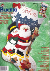 DMG DIY Bucilla Ice Skating Santa Snowman Felt Christmas Stocking Kit