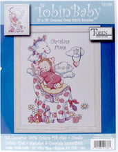 Load image into Gallery viewer, DIY Tobin Giraffe Baby Girl Birth Record Gift Counted Cross Stitch Kit 21733