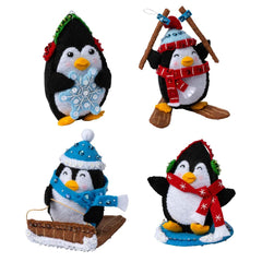 DIY Bucilla Penguins at Play Holiday Christmas Felt Tree Ornament Kit 89496E