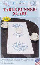 Load image into Gallery viewer, DIY Jack Dempsey Stars Blue White Stamped Cross Stitch Table Runner Scarf Kit