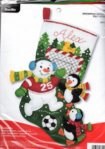 DIY Bucilla Snowman Soccer Penguin Christmas Holiday Felt Stocking Kit 86904