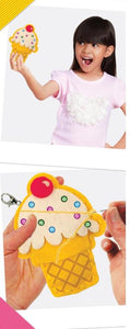 DIY Sew Cute Ice Cream Cone Kids Beginner Starter Felt Backpack Clip Kit Craft