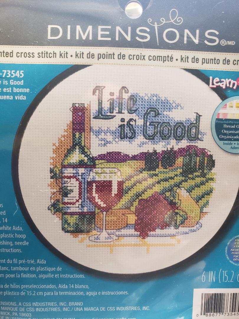 DIY Dimensions Life is Good Wine Grapes Vineyard Counted Cross Stitch Kit 73545