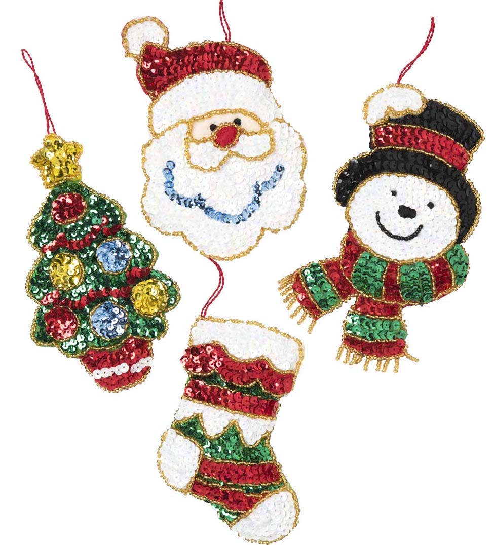 DIY Bucilla Glitz Santa Snowman Christmas Felt Ornaments Kit