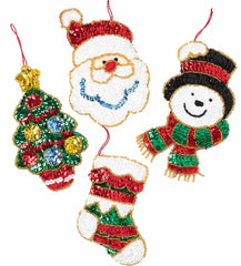 DIY Bucilla Glitz Santa Snowman Christmas Felt Ornaments Kit