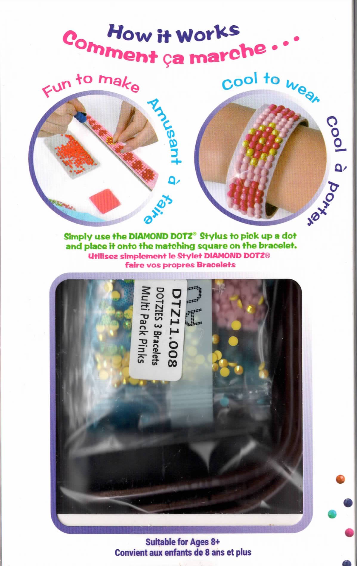 DIY Diamond Dotz Pinks Heart Flowers Dotzies Bracelet Facet Art Bead Craft Kit