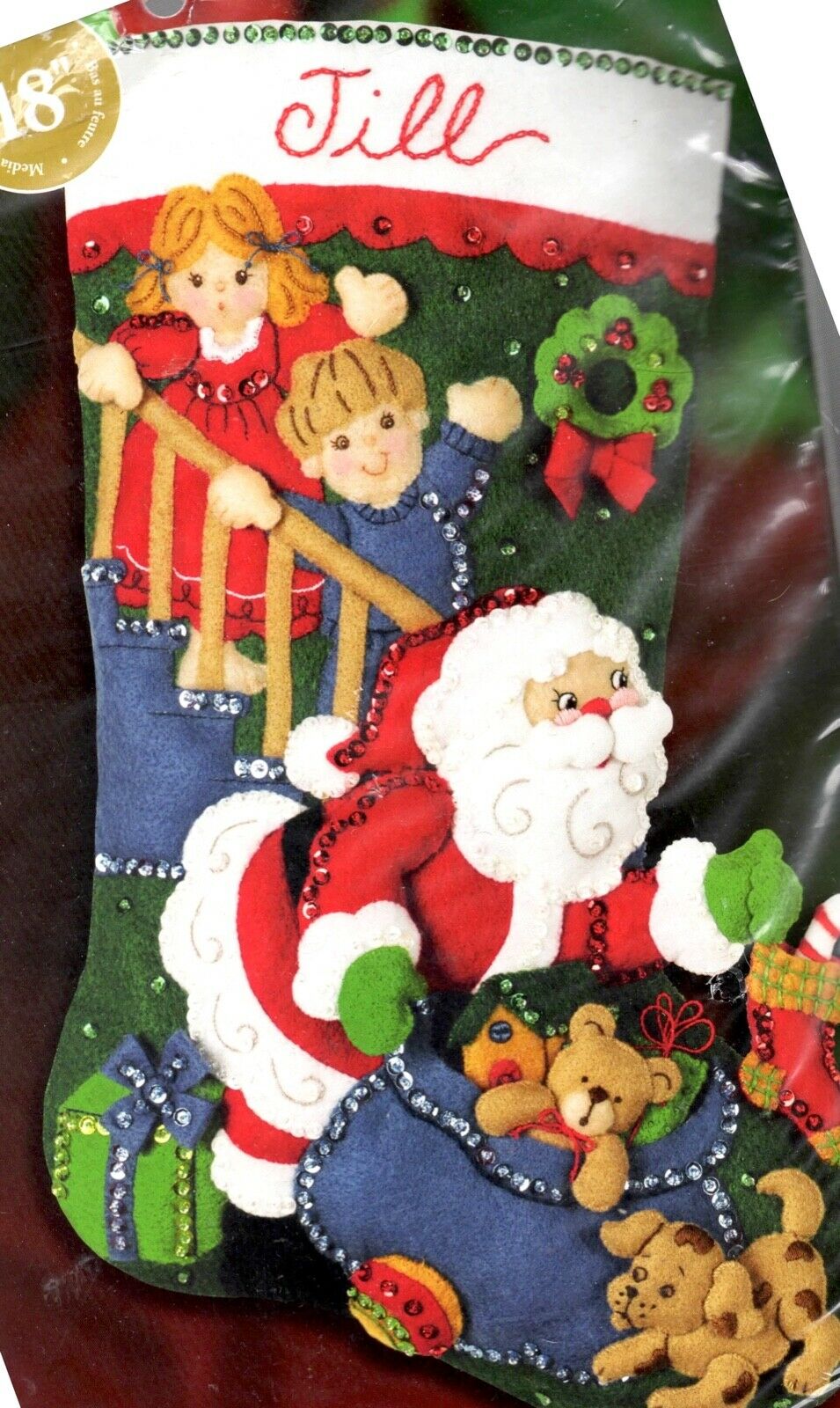 DIY Bucilla No Peeking Santa Christmas Eve Toys Holiday Felt Stocking Kit 85268