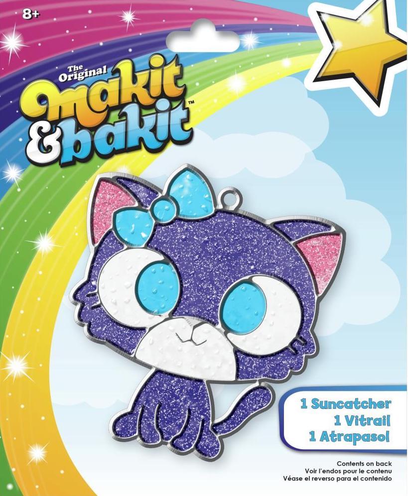 DIY Makit & Bakit Purple Kitten Cat Stained Glass Suncatcher Kit Kids Craft