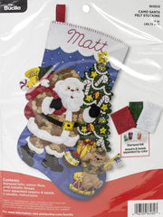 DIY Bucilla Camo Santa Military Soldier Christmas Felt Stocking Kit 86980E