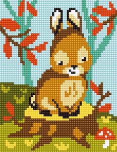 DIY Collection D'Art Bunny Floss Needlepoint Wall Hanging Picture Kit 5" x 7"