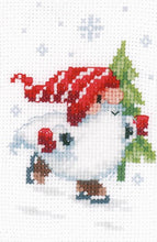 Load image into Gallery viewer, DIY Vervaco Christmas Cards Craft Gnomes in the Snow Counted Cross Stitch Kit