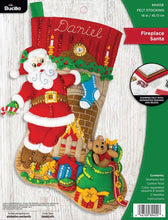 Load image into Gallery viewer, DIY Fireplace Santa Toys Chimney Bear Christmas Eve Felt Stocking Kit 89455E