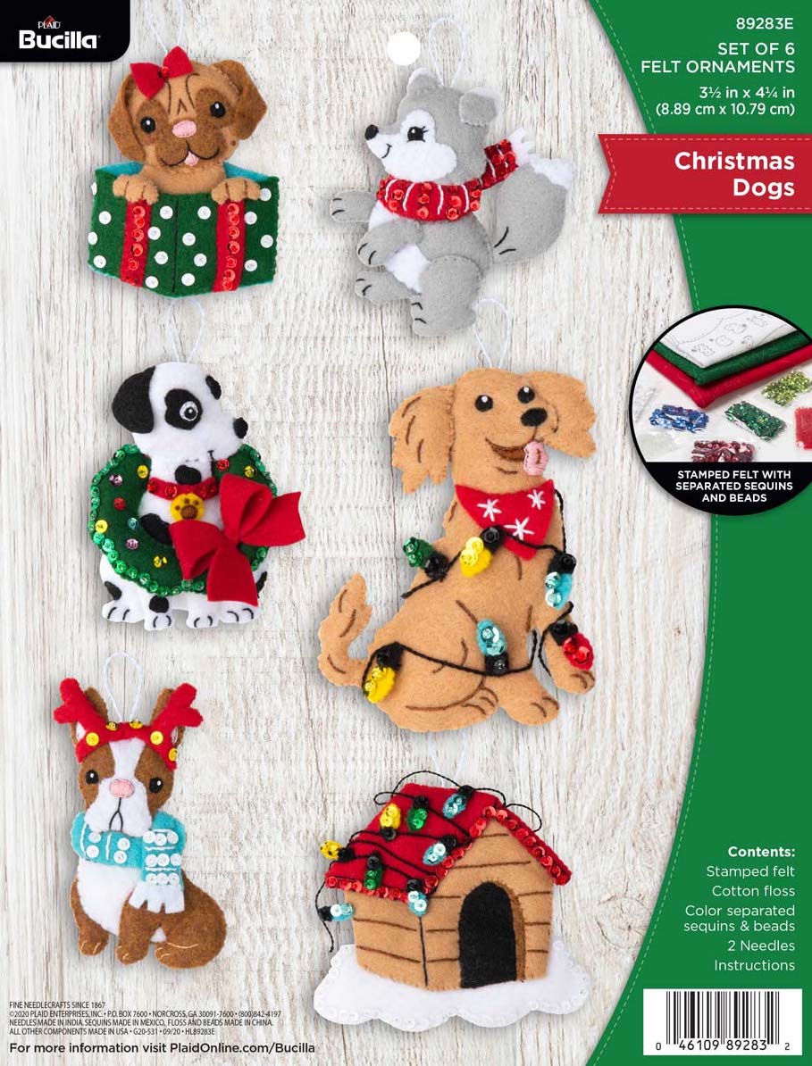 DIY Bucilla Christmas Dogs Puppies Pets Dog Holiday Tree Ornament Kit 89283E
