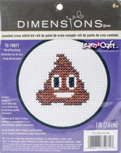 Load image into Gallery viewer, DIY Dimensions Pile of Poo Emoji Kids Beginner Counted Cross Stitch Kit w Frame