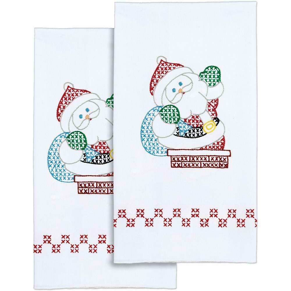DIY Jack Dempsey Christmas Eve Santa Stamped Cross Stitch Hand Towel Kit 320646