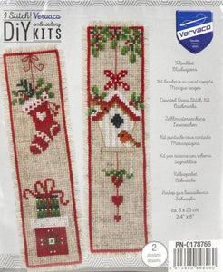 DIY Vervaco Christmas Motif Holiday Reading Bookmark Counted Cross Stitch Kit