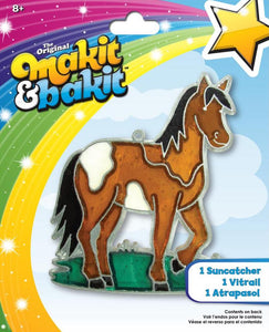DIY Makit & Bakit Horse Farm Animal Stained Glass Suncatcher Kit Kids Craft