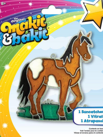 DIY Makit & Bakit Horse Farm Animal Stained Glass Suncatcher Kit Kids Craft