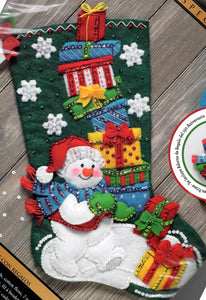 DIY Bucilla Snowman with Presents Gifts Christmas Felt Stocking Kit 86864