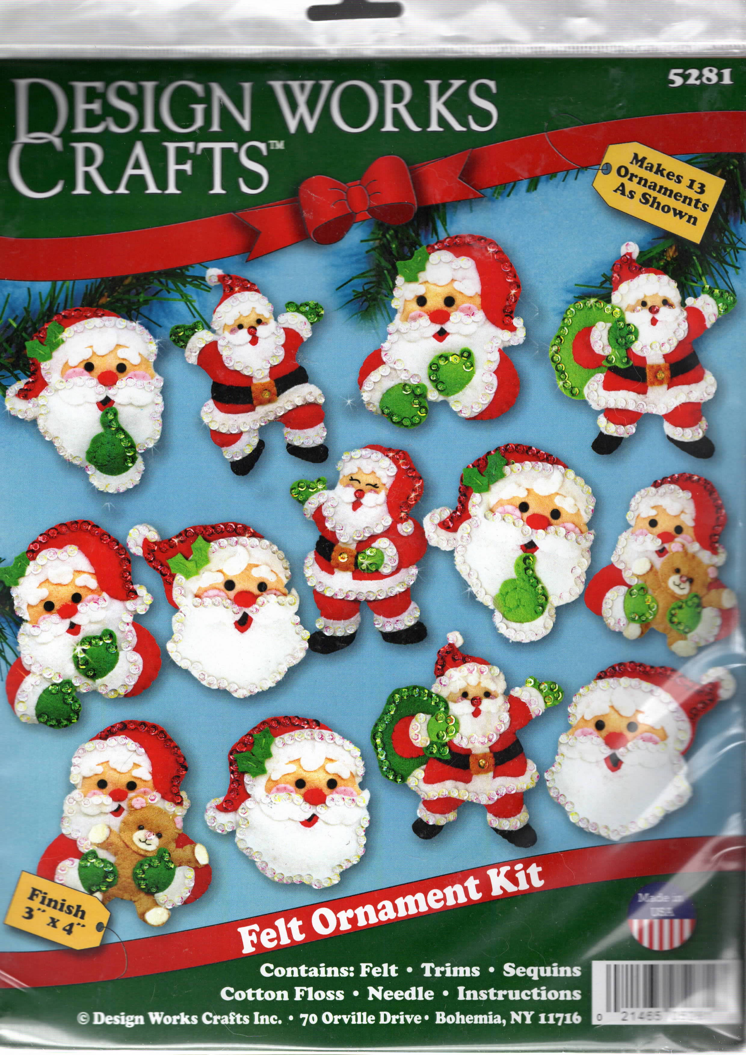 DIY Design Works Joyful Santas Christmas Felt Ornament Kit 5281