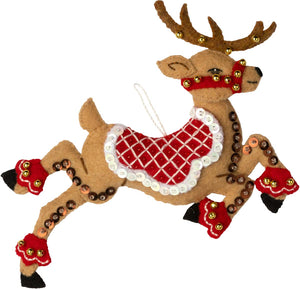 DIY Bucilla Festive Reindeer Deer Christmas Holiday Felt Ornament Kit 89299E