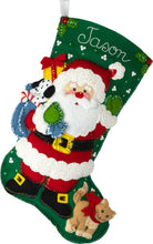 Load image into Gallery viewer, DIY Bucilla Santas Furry Friends Cat Dog Pets Christmas Felt Stocking Kit 89447E