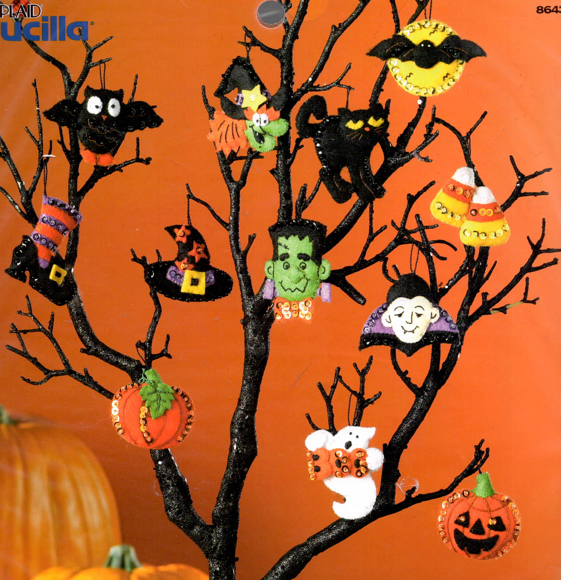 DIY Bucilla Halloween Pumpkin Ghost Vampire Candy Witch Felt Ornament Kit 86430