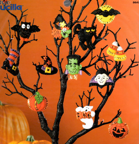 DIY Bucilla Halloween Pumpkin Ghost Vampire Candy Witch Felt Ornament Kit 86430