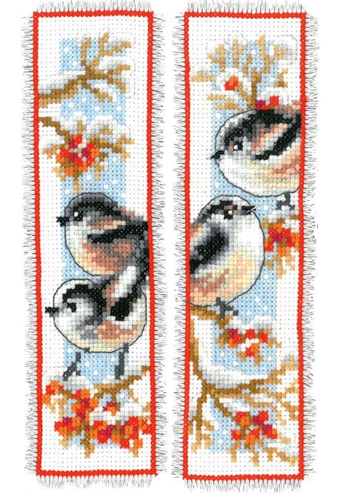 DIY Vervaco Winter Birds Robin Reading Bookmark Counted Cross Stitch Kit Gift